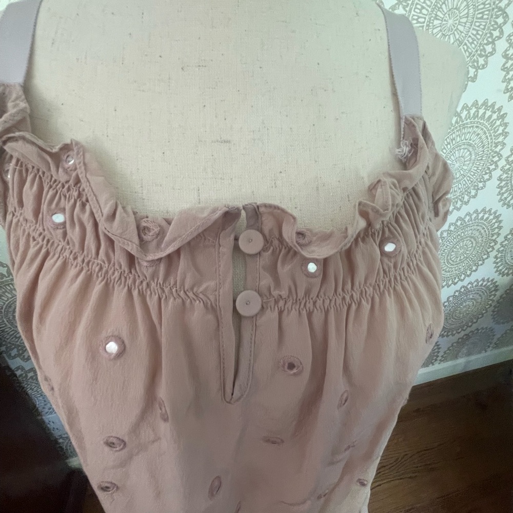 Unknown designer, 100% silk, blush, sleeveless blouse